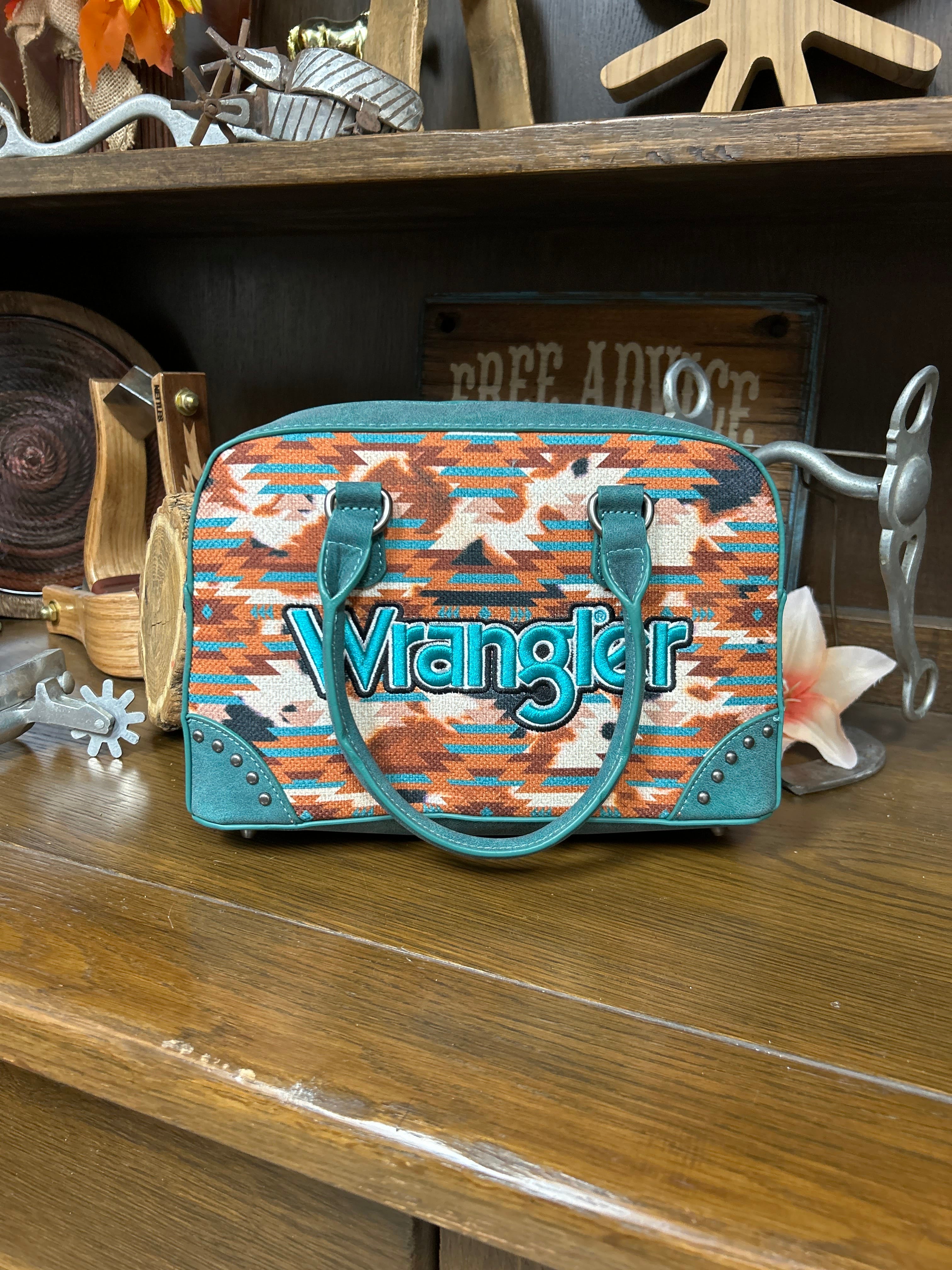 Wrangler Aztec Print Satchel/Crossbody - Turquoise - Henderson's Western Store
