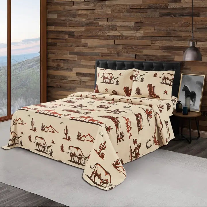 Desert Western Sheets Set ~ Queen - Henderson's Western Store