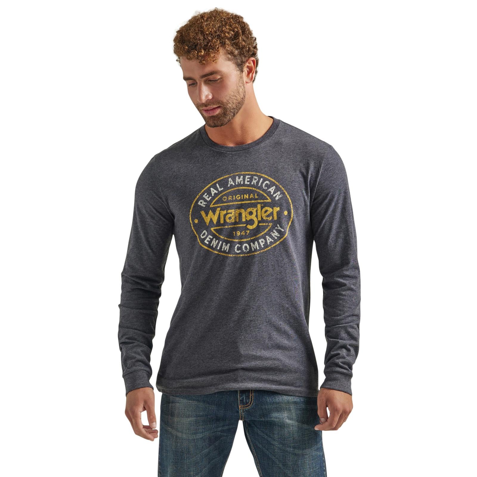 Men's Wrangler Real American Tee ~ Caviar - Henderson's Western Store
