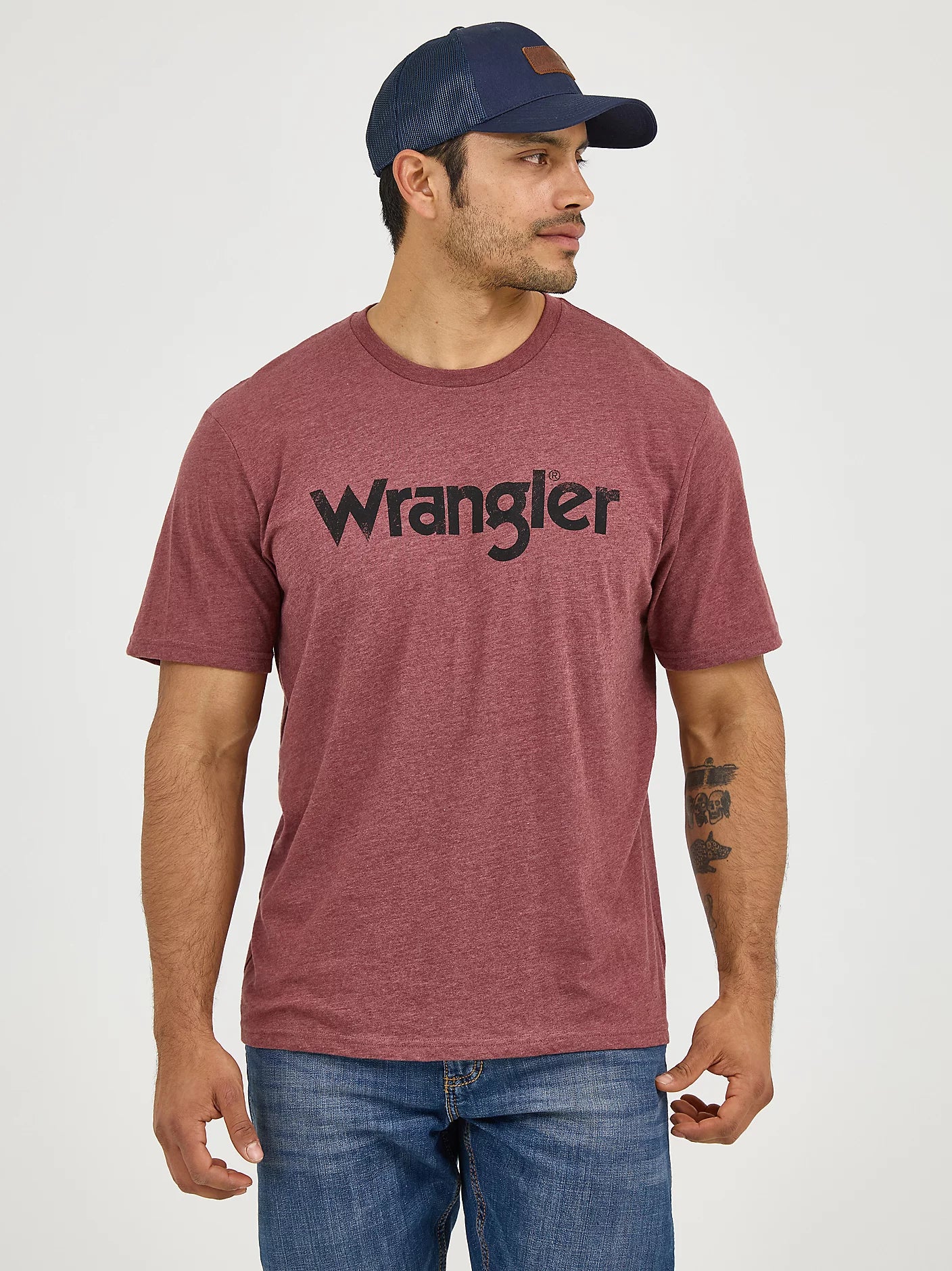 Men's Wrangler Logo Tee ~ Burgundy - Henderson's Western Store