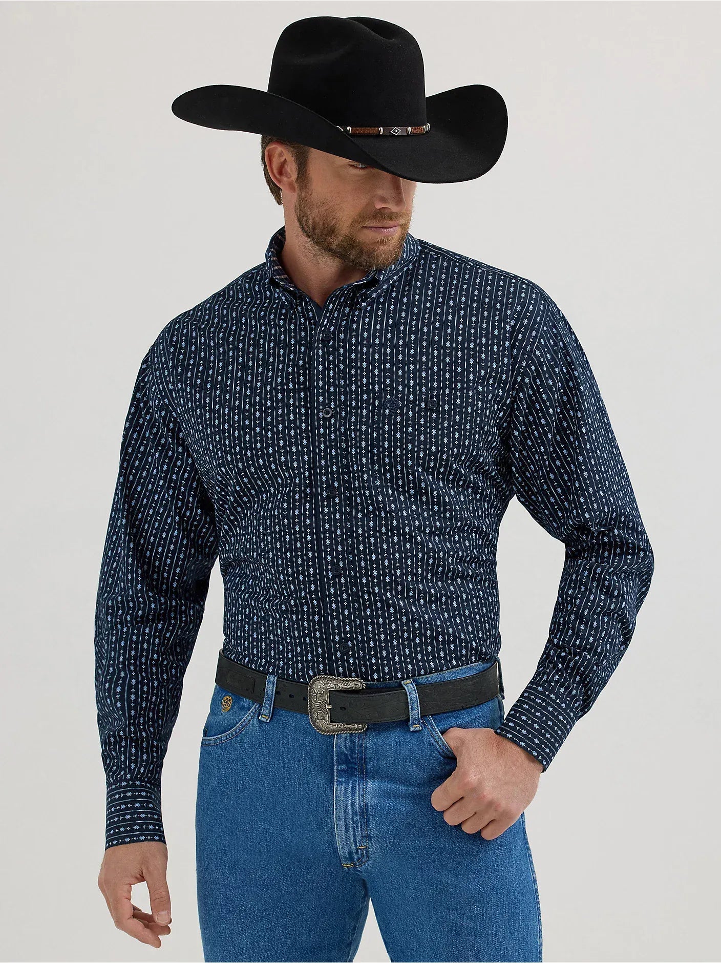 George Strait Shirt by Wrangler ~ Navy - Henderson's Western Store