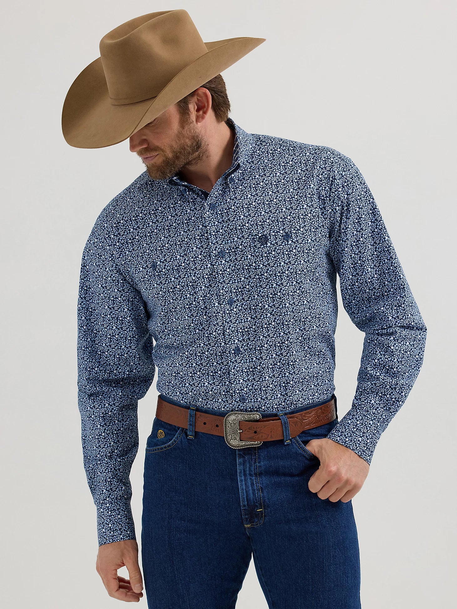 George Strait Shirt by Wrangler ~ Navy - Henderson's Western Store