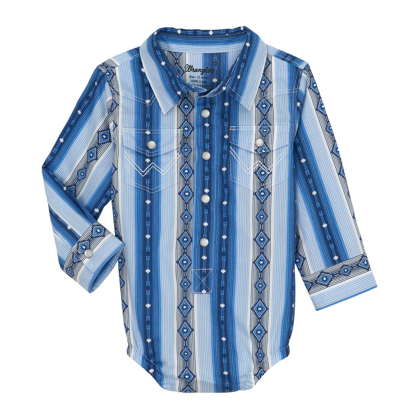 Wrangler Baby Boy Onesie ~ Blue Aztec - Henderson's Western Store