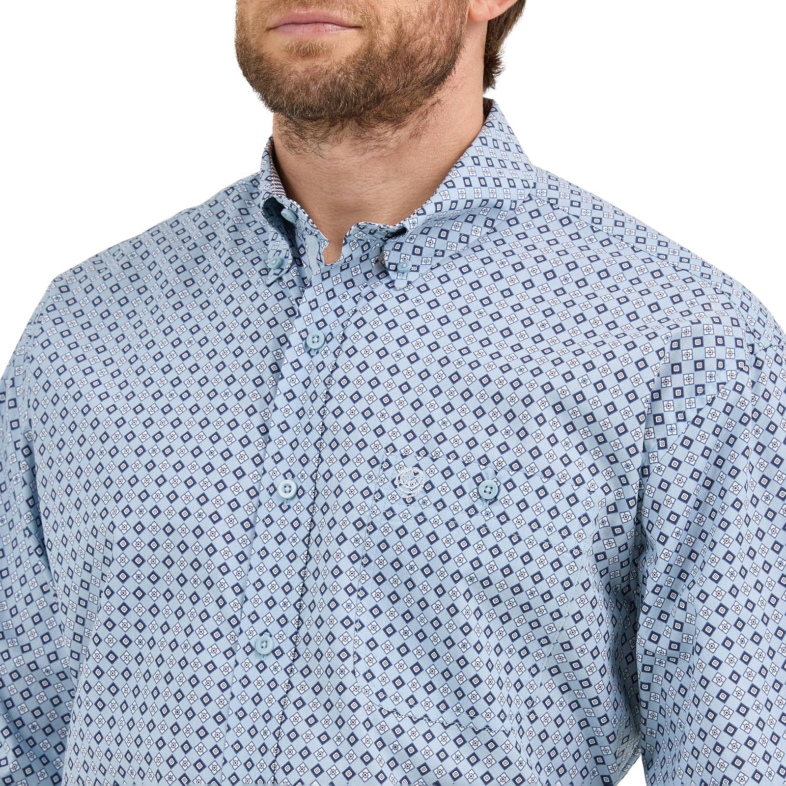 George Strait Shirt by Wrangler ~ Blue Geo - Henderson's Western Store