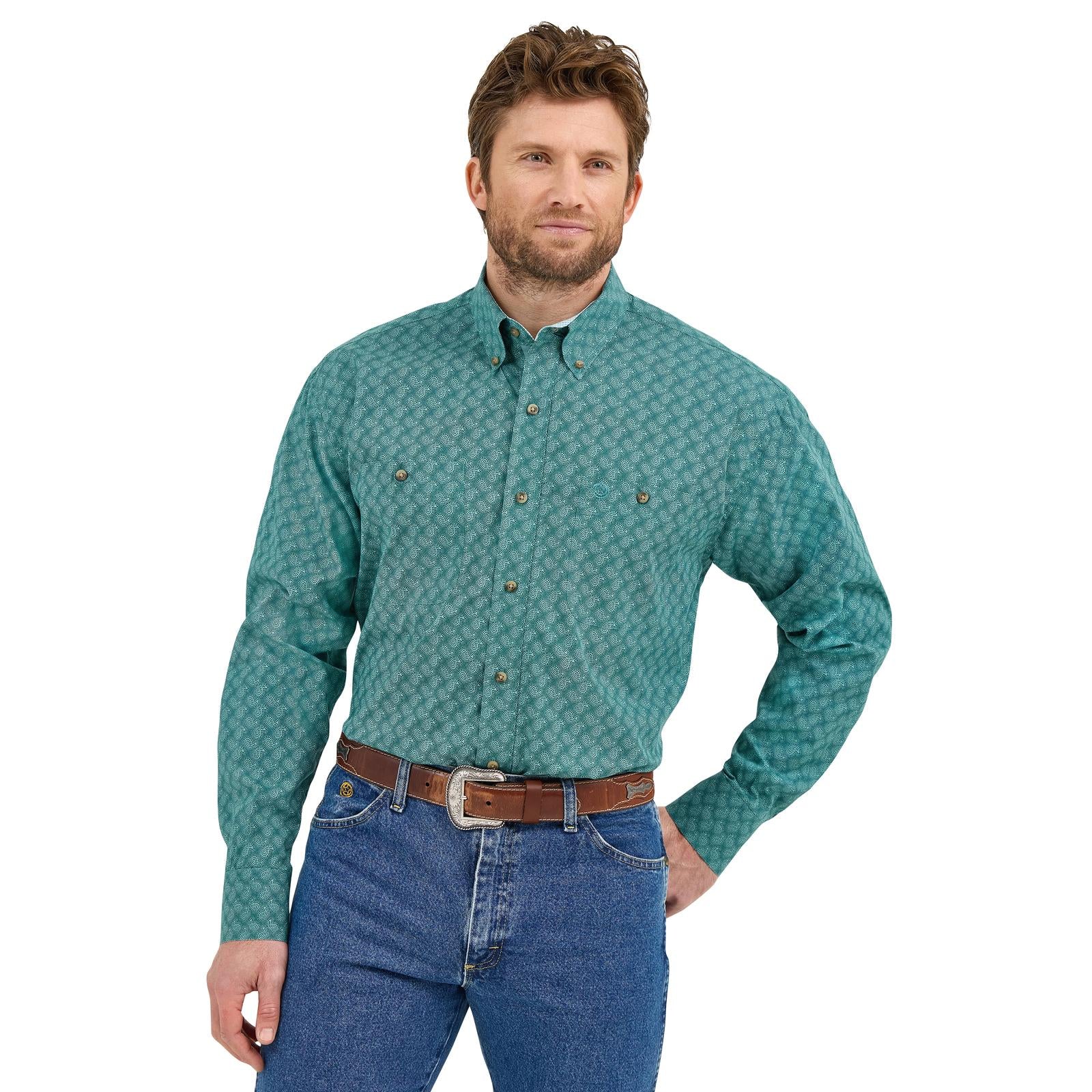 George Strait Shirt by Wrangler ~ Green Paisley - Henderson's Western Store