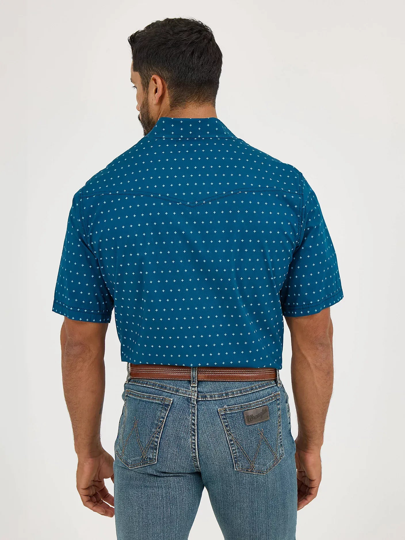 Wrangler 20X Competition Shirt ~ Turquoise Cross - Henderson's Western Store