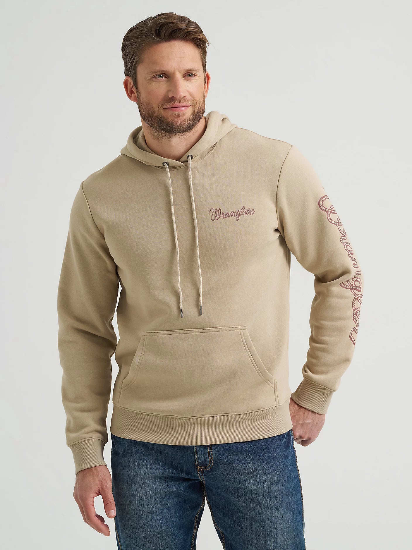 Wrangler® Rope Logo Hoodie ~ Tan - Henderson's Western Store