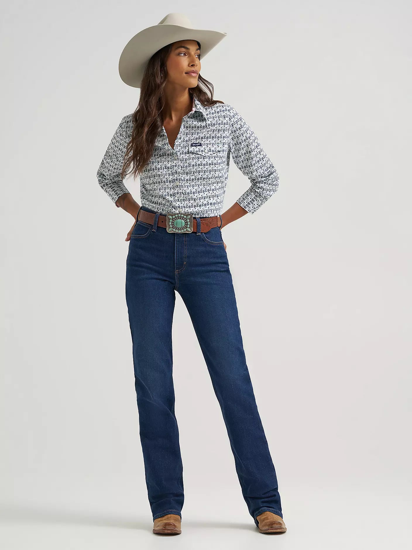 Wrangler Sierra Western Shirt ~ Boot Print - Henderson's Western Store