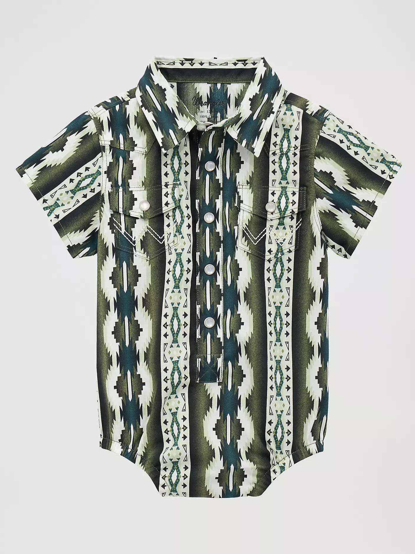 Wrangler Chectah Baby Bodysuit ~ Green - Henderson's Western Store