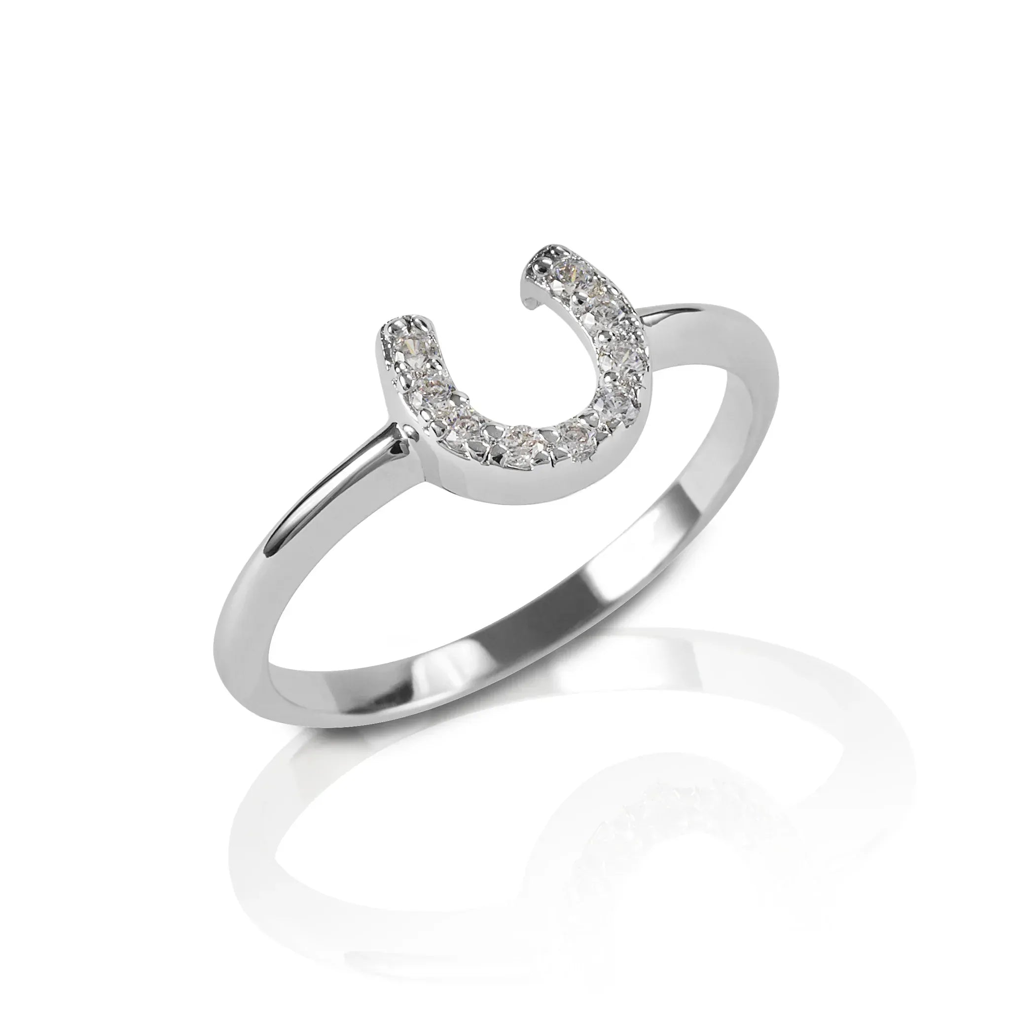 KELLY HERD CLEAR HORSESHOE RING - STERLING SILVER - Henderson's Western Store