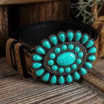 Ladies Western Belt W/Turquoise Buckle - Henderson's Western Store