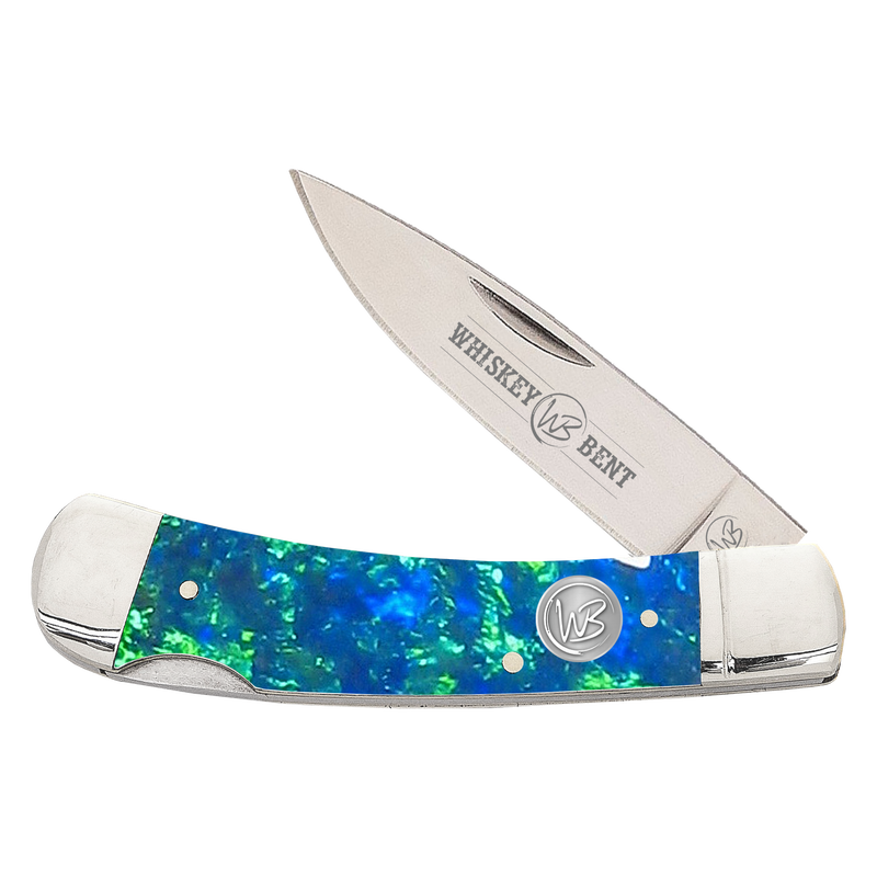 Whiskey Bent Knife ~ Lock Blade ~ Blue Green Opal - Henderson's Western Store