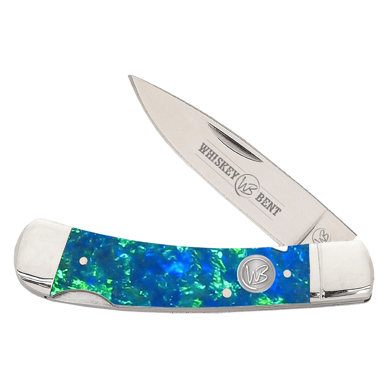 Whiskey Bent Knife ~ Lock Blade ~ Blue Green Opal - Henderson's Western Store