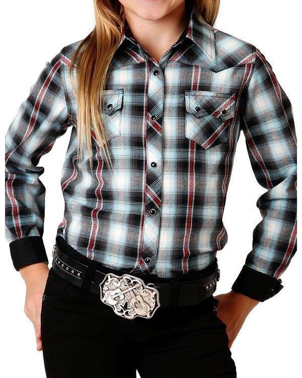 Girl's Dobby Western Plaid by Roper - Henderson's Western Store