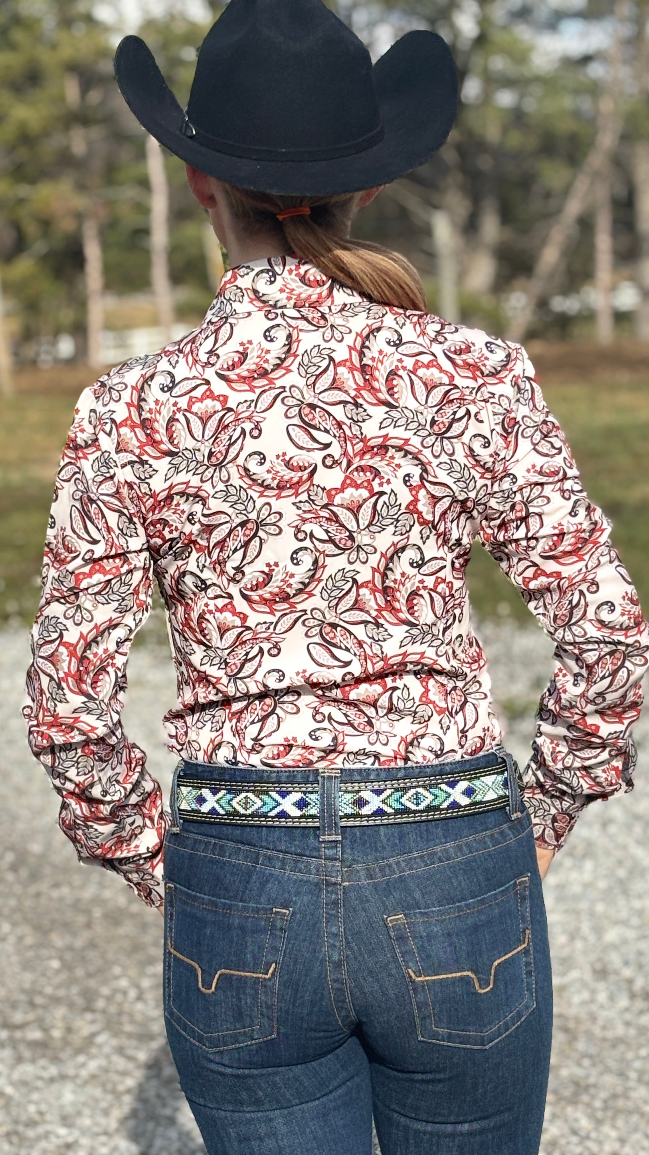 RHC Easy Care Show Shirt ~ Cream Paisley - Henderson's Western Store