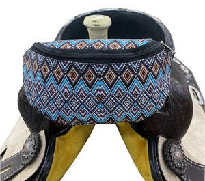 Load image into Gallery viewer, Insulated Saddle Pouch  ~ Blue Aztec - Henderson&#39;s Western Store