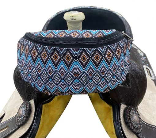 Insulated Saddle Pouch  ~ Blue Aztec - Henderson's Western Store