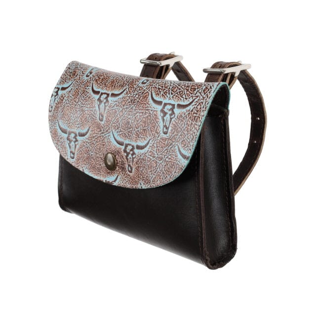 Leather Pommel Pouch ~ Weathered Steer - Henderson's Western Store