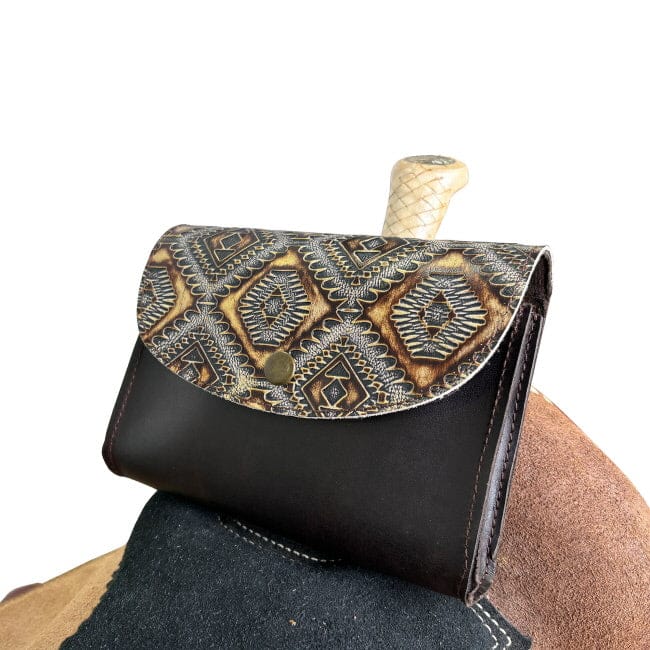 Leather Pommel Pouch ~ Cowboy Carving - Henderson's Western Store
