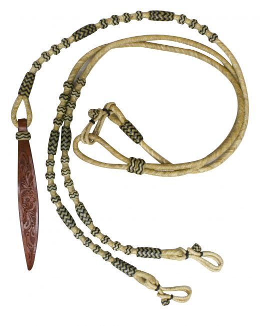 Rawhide Romal Reins ~ Black Accent - Henderson's Western Store