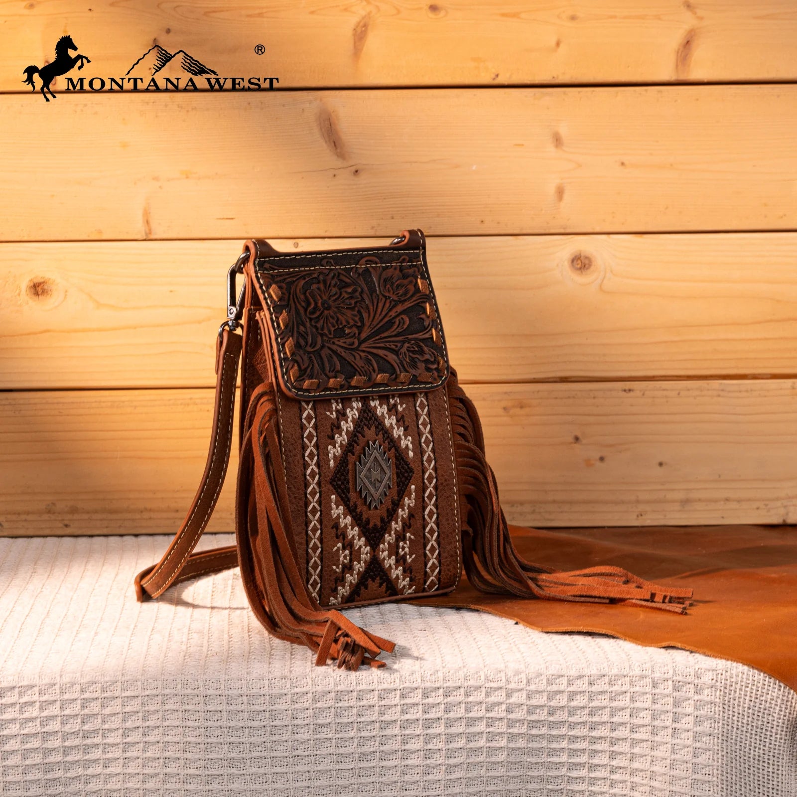 MW Tooled Phone Crossbody ~ Brown - Henderson's Western Store