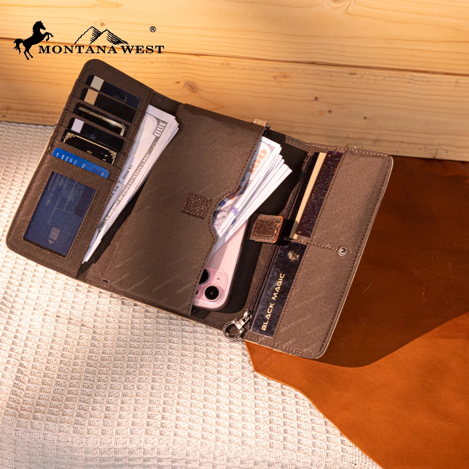 MW Embroidered Wallet ~ Tan - Henderson's Western Store