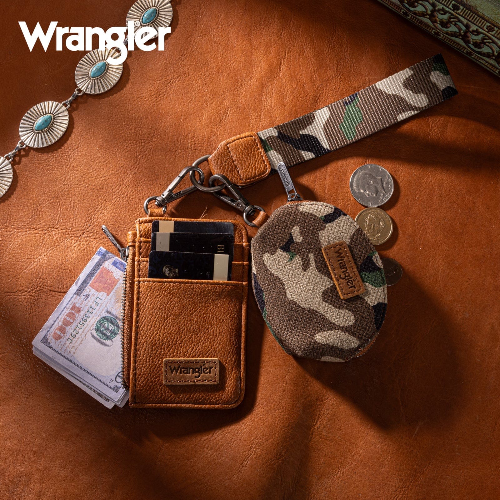Wrangler Camo Print Dual Pouch Wristlet - Henderson's Western Store