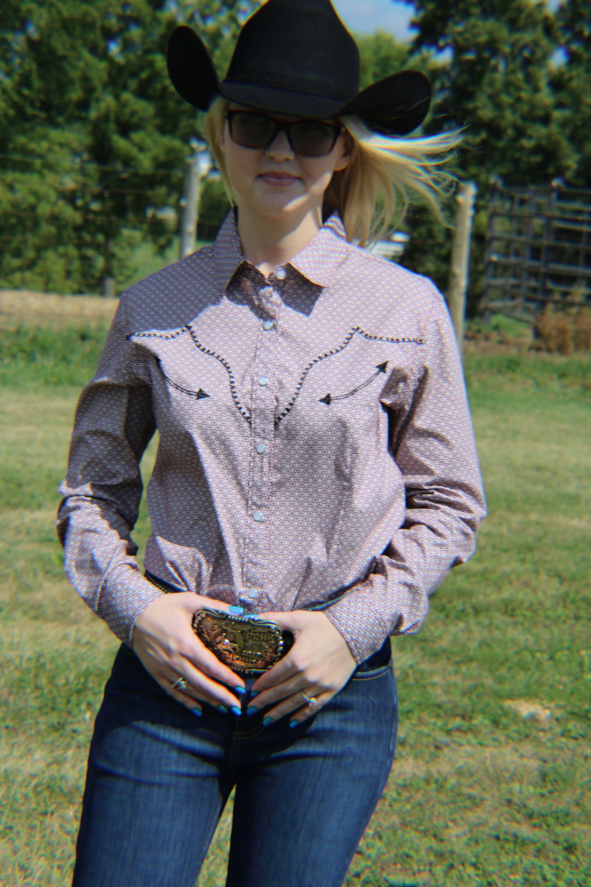 Ladies Rough Stock ~ Burgundy Print - Henderson's Western Store