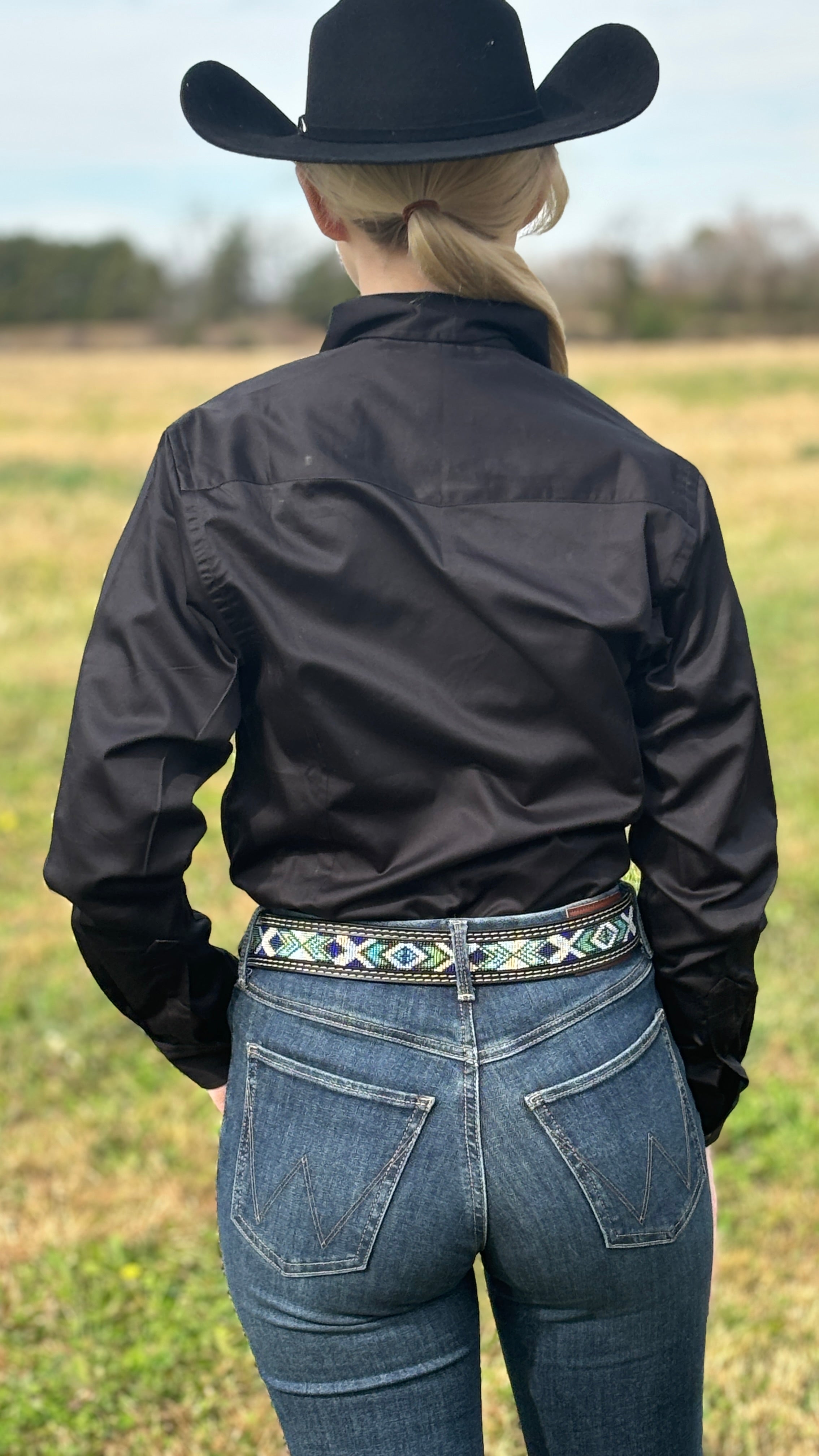 RHC Solid Button Down ~ Black - Henderson's Western Store