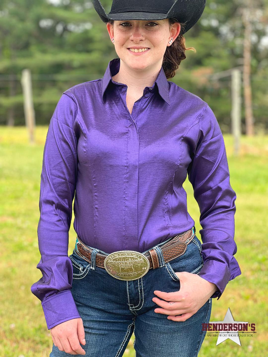 RHC Taffeta Concealed Zipper Show Shirt - Purple - Henderson's Western Store