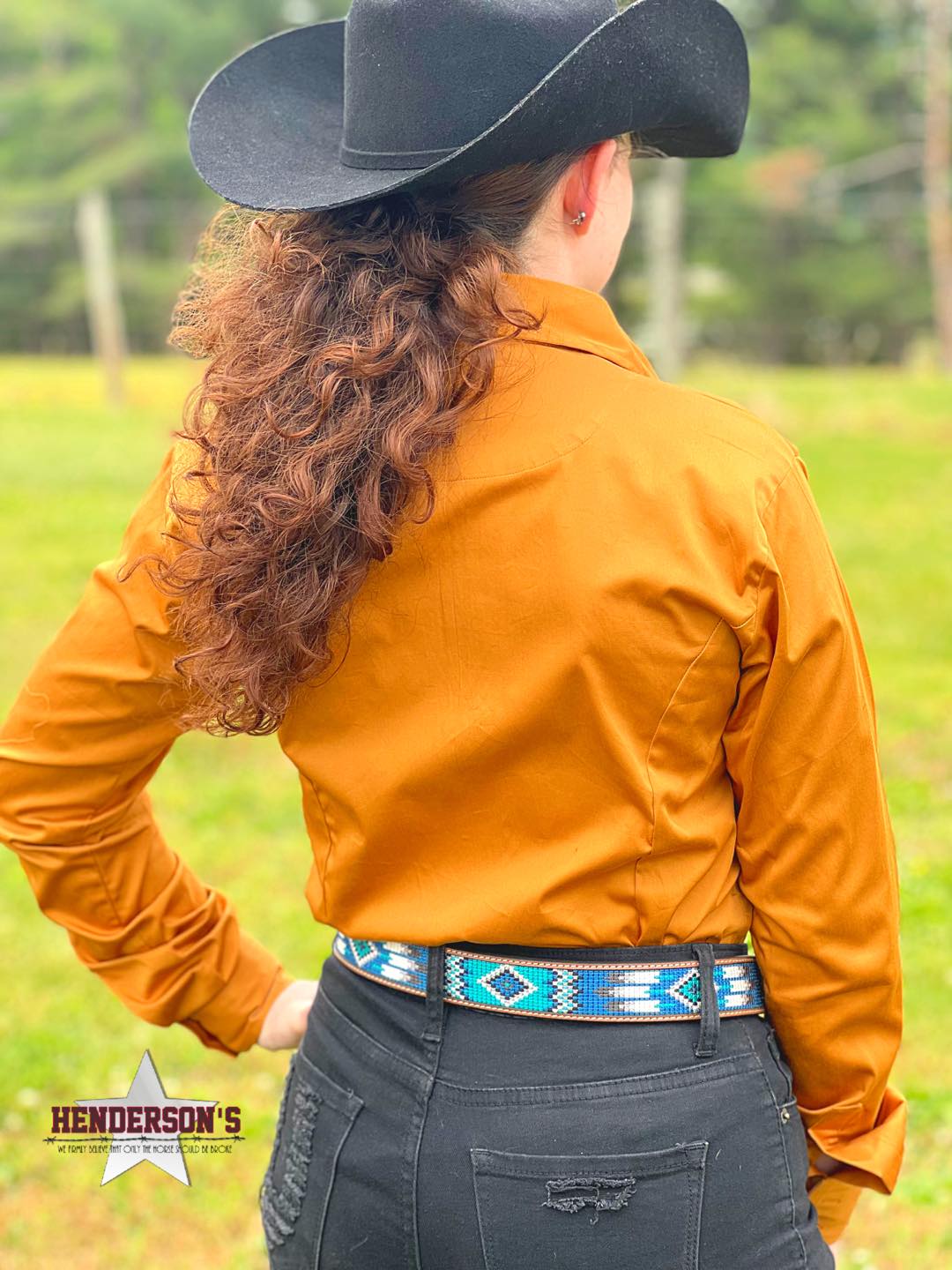 RHC Sateen Concealed Zipper Show Shirt - Mustard - Henderson's Western Store