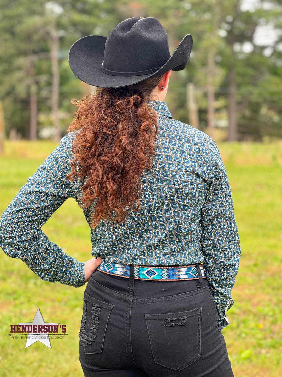 Ladies Cinch ~ Teal Print - Henderson's Western Store