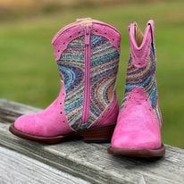 Girl's Glitter Swirl Boots by Roper ~ Pink - Henderson's Western Store