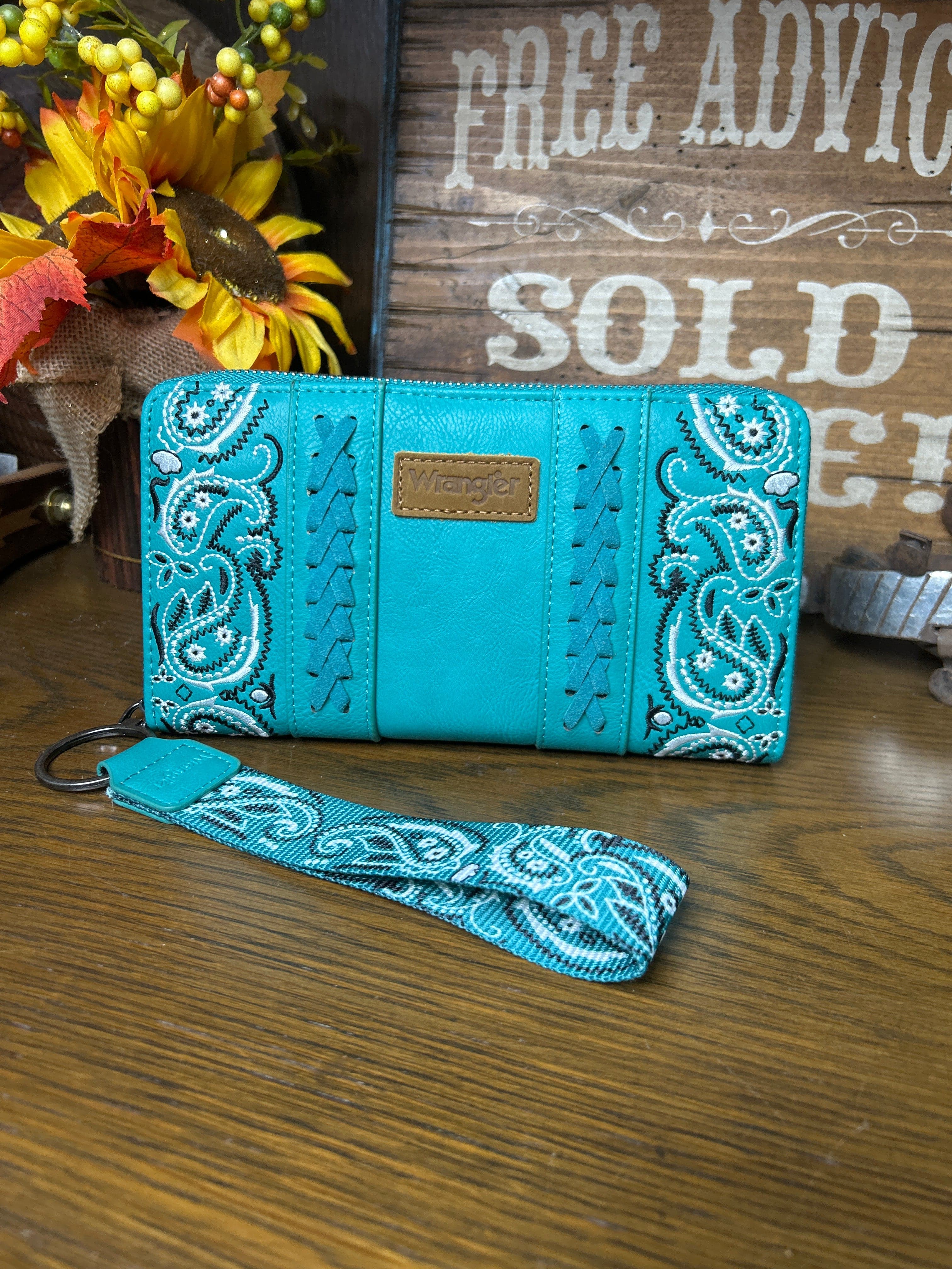 Wrangler Bandana Paisley Print Wallet -Turquoise - Henderson's Western Store