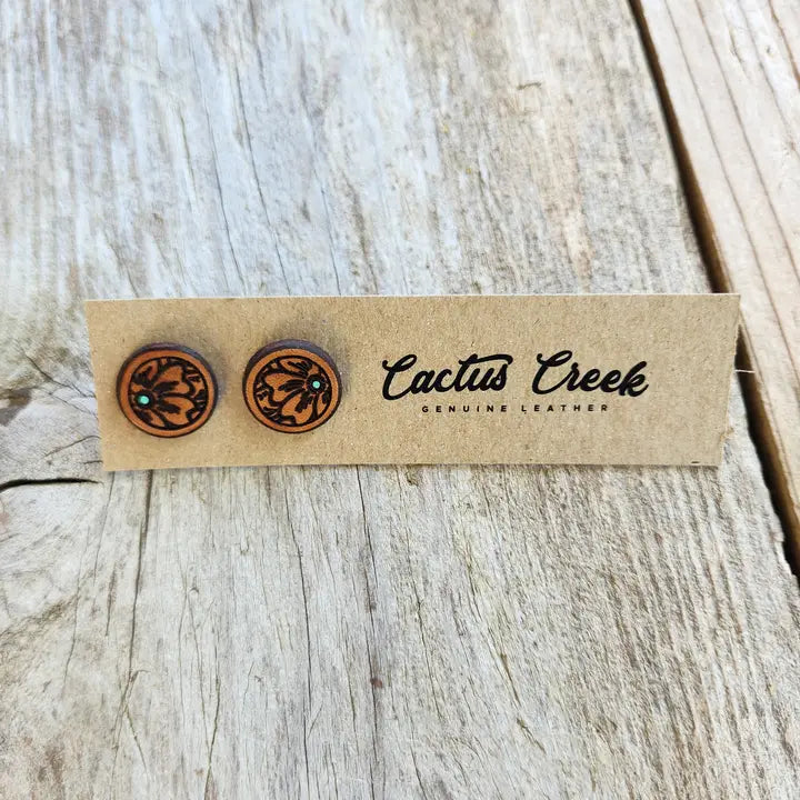 "Millie" Handmade Genuine Leather Stud Earrings - Henderson's Western Store