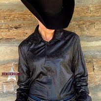 Load image into Gallery viewer, Pullover Button Up by Cowgirl Tuff ~ Black Foil Shimmer - Henderson&#39;s Western Store