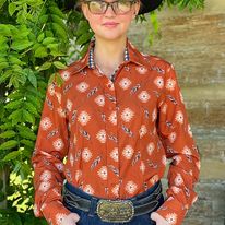 RHC Easy Care Button Down ~ Rust Feather - Henderson's Western Store
