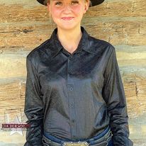 Pullover Button Up by Cowgirl Tuff ~ Black Foil Shimmer - Henderson's Western Store