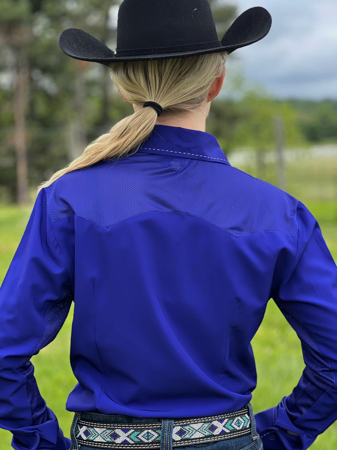 RHC Buckstitch W/Mesh Yoke Show Shirt ~ Purple - Henderson's Western Store