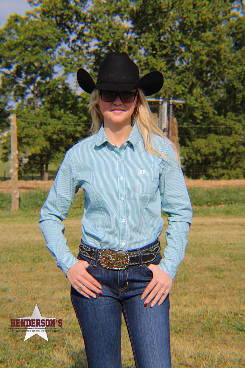 Turquoise Stripe Rough Stock Shirt - Henderson's Western Store