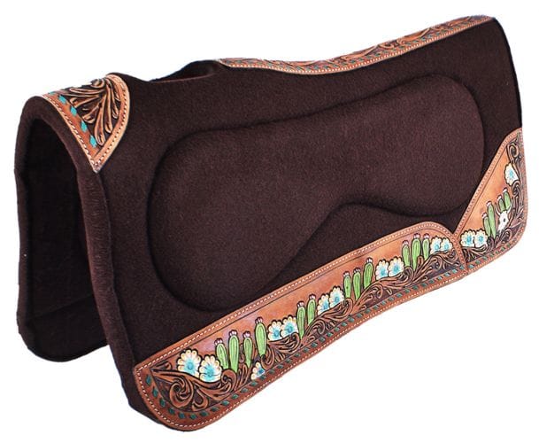 Built Up Felt Saddle Pad ~ Steer Skull & Cactus - Henderson's Western Store