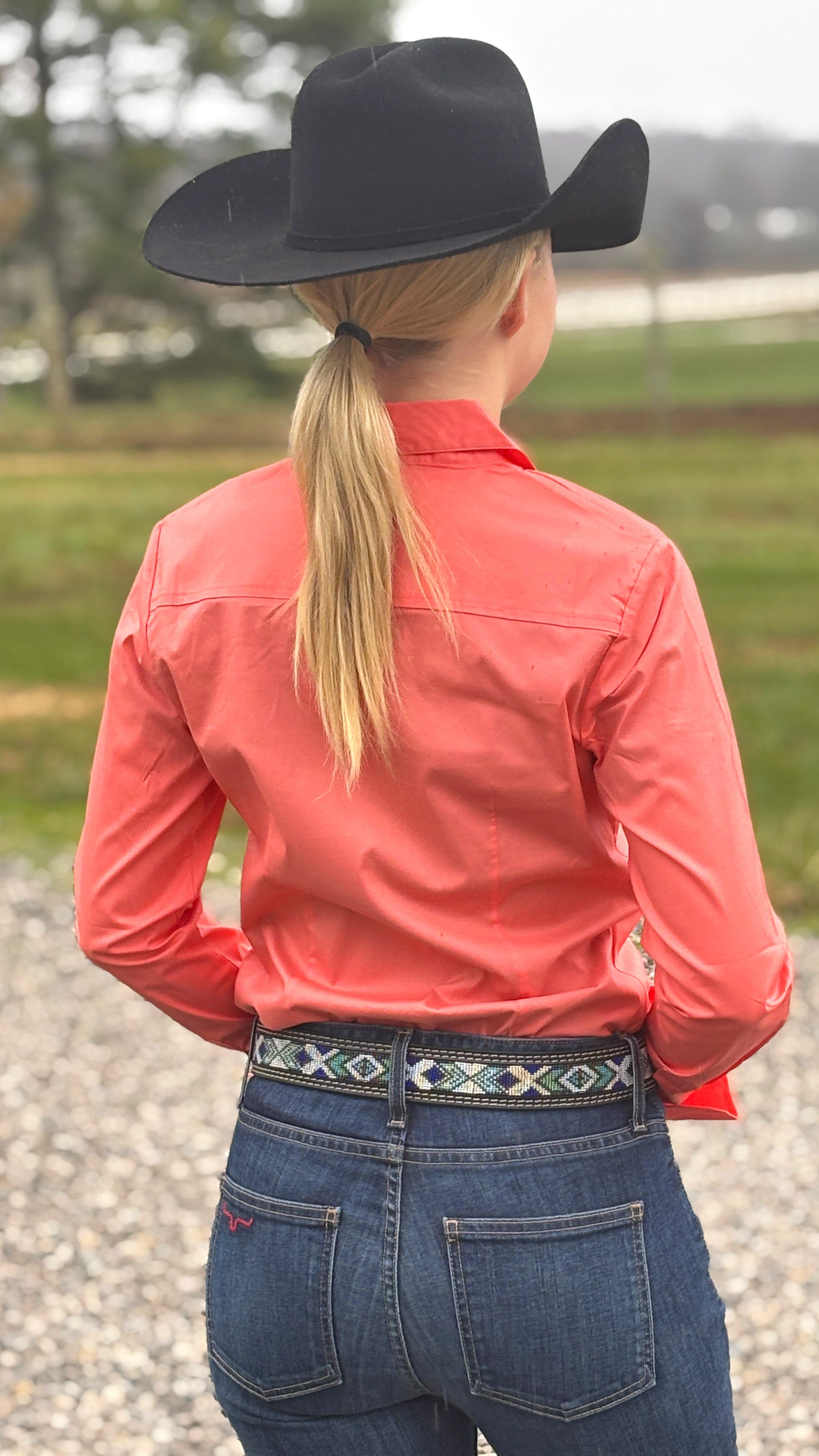 Solid Button Down Shirts ~ Coral - Henderson's Western Store