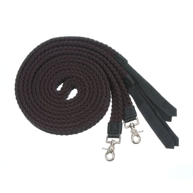 Tough1 Flat Cotton Split Reins ~ Black - Henderson's Western Store