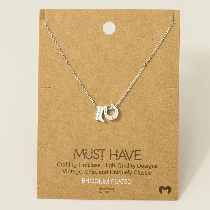 Dainty Boot/Horseshoe Pendant Necklace - Henderson's Western Store