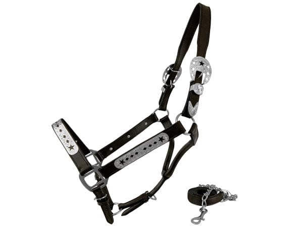 Leather Show Halter ~ Diamonds & Stars - Henderson's Western Store