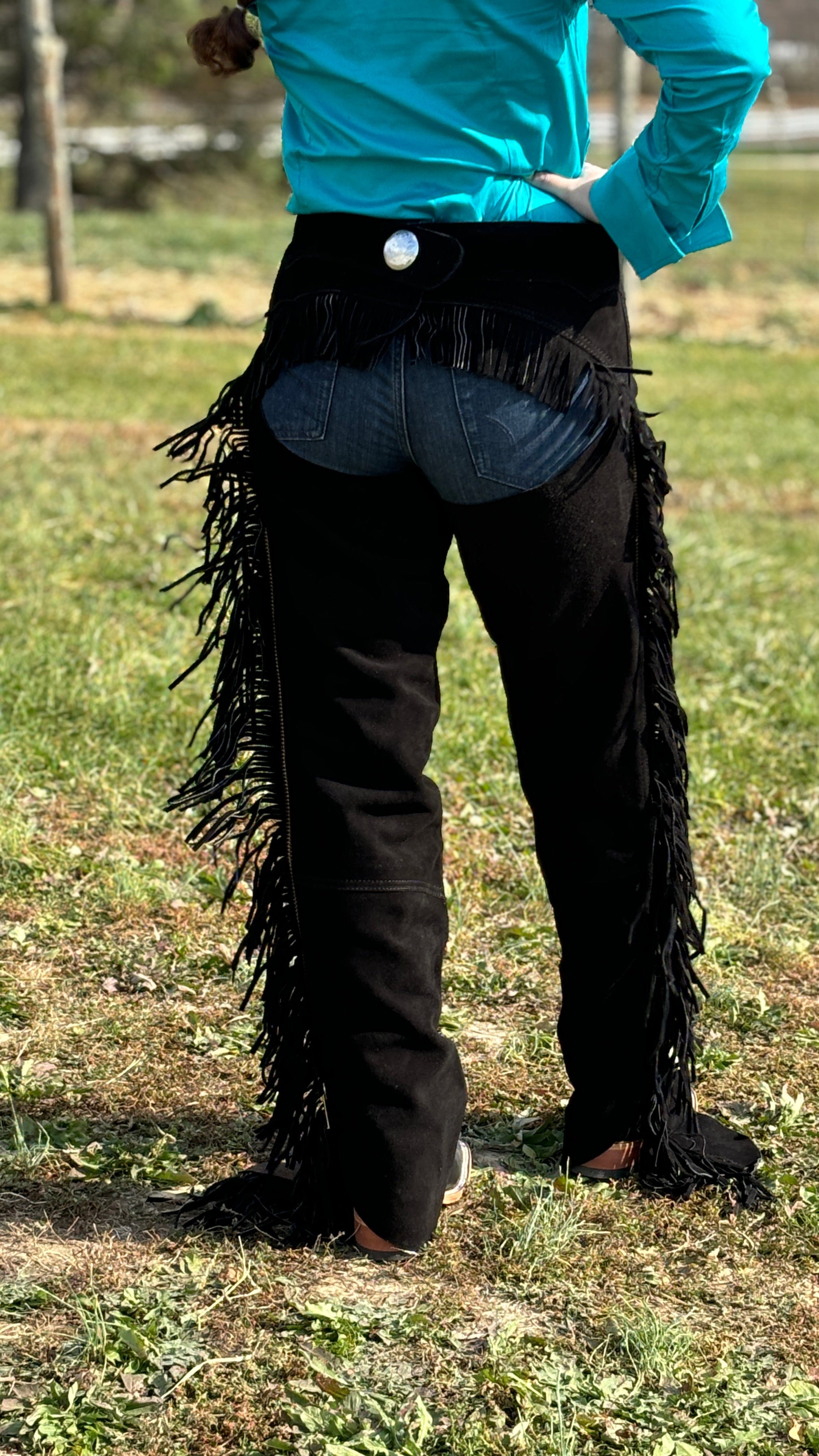 Suede Leather Chaps ~ Black - Henderson's Western Store