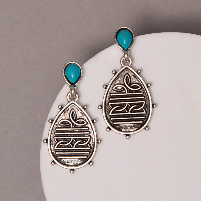 Western Boot Stitch Oval Drop Earrings - Henderson's Western Store