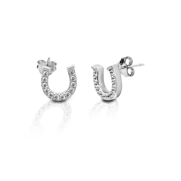 Kelly Herd Brass Horseshoe Earrings W/Stones - Henderson's Western Store