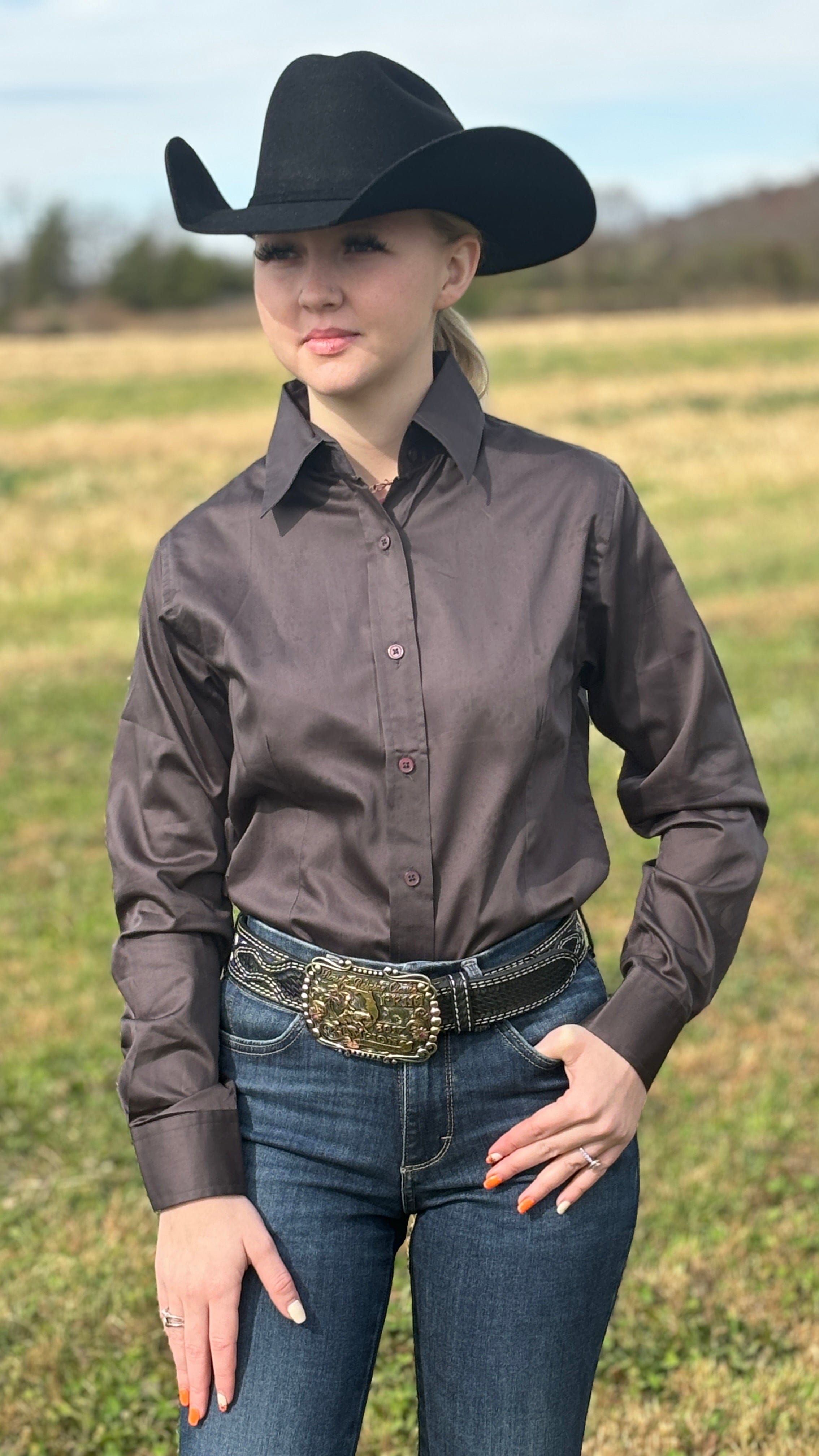 RHC Solid Button Down ~ Charcoal - Henderson's Western Store