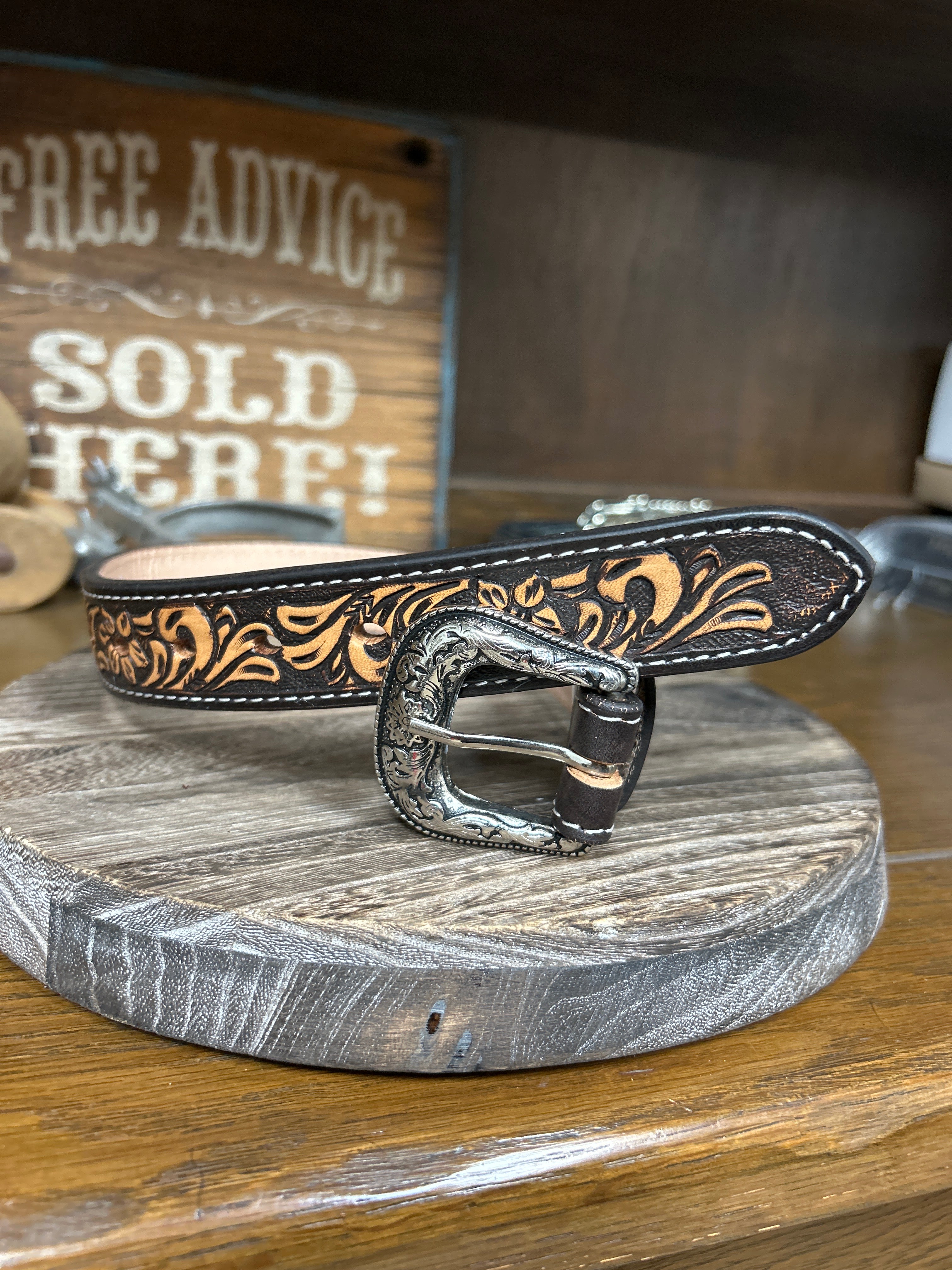 Leather Beaded Inlay Belt - Henderson's Western Store